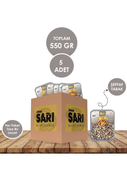 Lüks Karışık Kuruyemiş 110 gr x 5 Adet Şeffaf Tabak