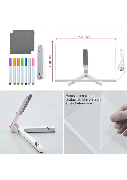 Yeni Tasarım 30 x 20 Neon LED Işıklı Büyük Boy Yazı Çizim Tahtası Ayarlanabilir Stant ve Kalem Hediye modelleri