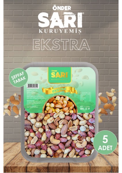 Ekstra Karışık Kuruyemiş 120 gr x 5 Adet Şeffaf Tabak