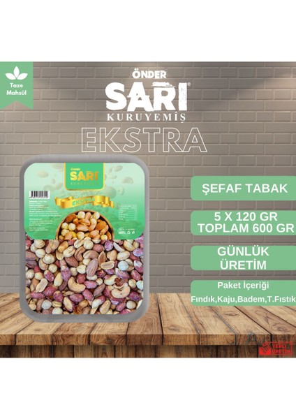 Ekstra Karışık Kuruyemiş 120 gr x 5 Adet Şeffaf Tabak