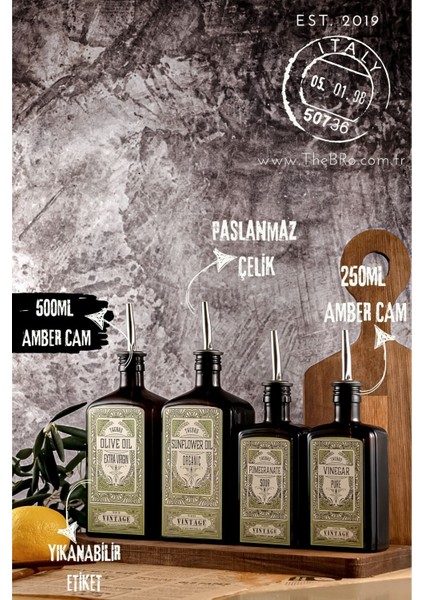 Sağlıklı 4'lü Naturel Yağ ve Sos Seti, 250-499 ml, Sarı Renk, Parça Sayısı 4+