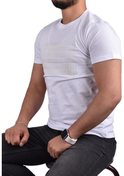 Adv-5000 Bisiklet Yaka Tişört /Beyaz/M