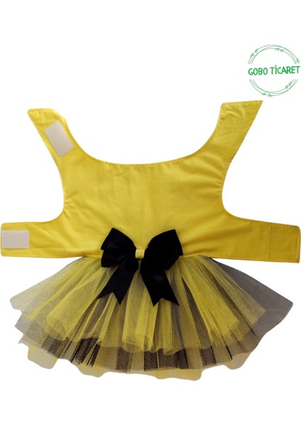 Siyah Papyonlu Sarı Tüllü Kedi Köpek Kıyafeti Elbisesi modelleri