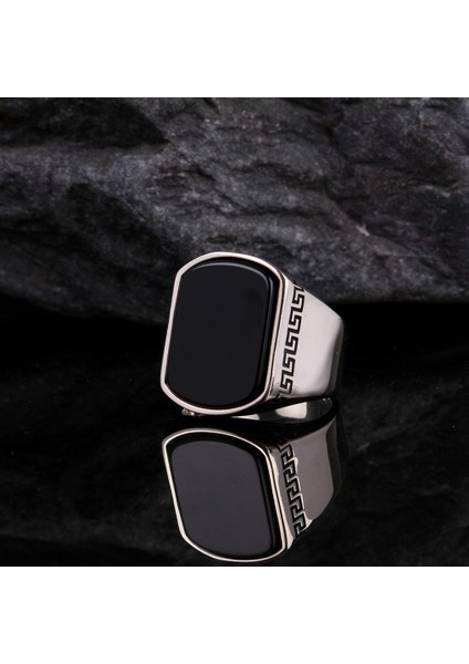Onix Taşlı 925 Ayar Gümüş Erkek Yüzük modelleri