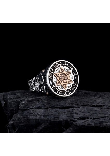 925 Ayar Gümüş Hz Süleyman Mührü Tuğra Model Yüzük