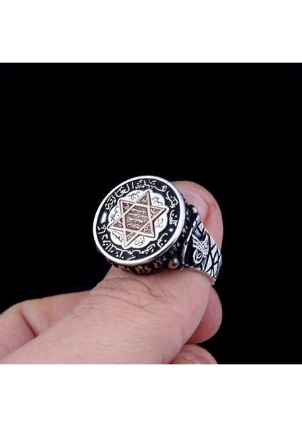 925 Ayar Gümüş Hz Süleyman Mührü Tuğra Model Yüzük fiyatları