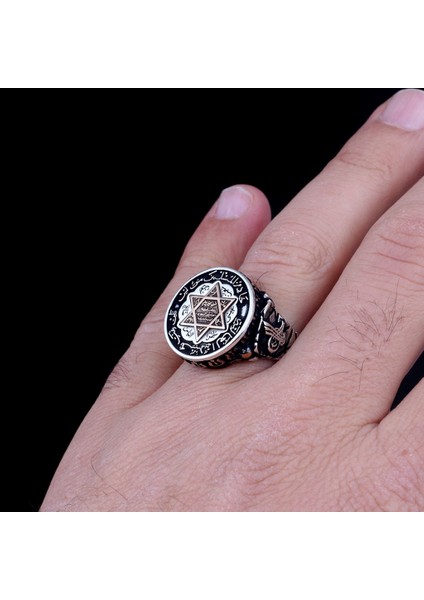 925 Ayar Gümüş Hz Süleyman Mührü Tuğra Model Yüzük modelleri