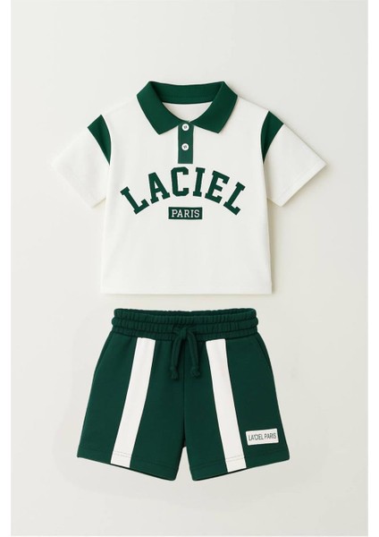 Erkek Çocuk Laci'el Paris Logo Detaylı Alt-Üst Takım Yeşil