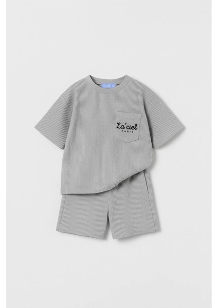 Erkek Çocuk La'ciel Paris Gofre Alt-Üst Takım Mavi