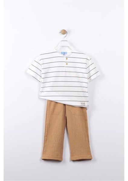 Erkek Çocuk Müslin Kumaş Alt-Üst Takım Kahverengi fiyatları