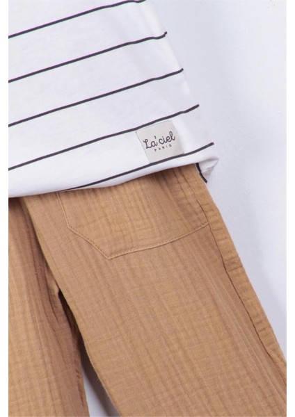 Erkek Çocuk Müslin Kumaş Alt-Üst Takım Kahverengi modelleri