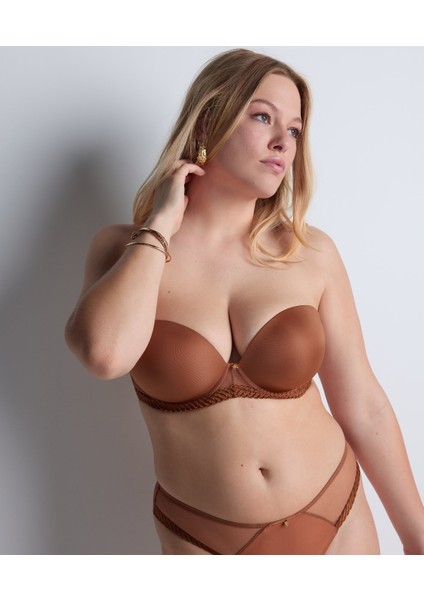 Sheer Emotion Bandeau Sütyen, Balenli, Çıkarılabilir Askılı ve Grafik Işlemeli Model