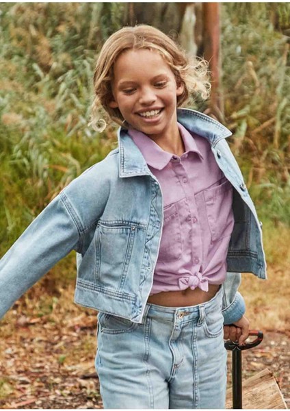 Yazlık Kız Çocuk Denim Ceket - Mavi