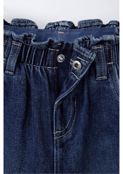 Kız Çocuk Kalp Cepli Denim Kot Pantolon Lacivert fırsatları