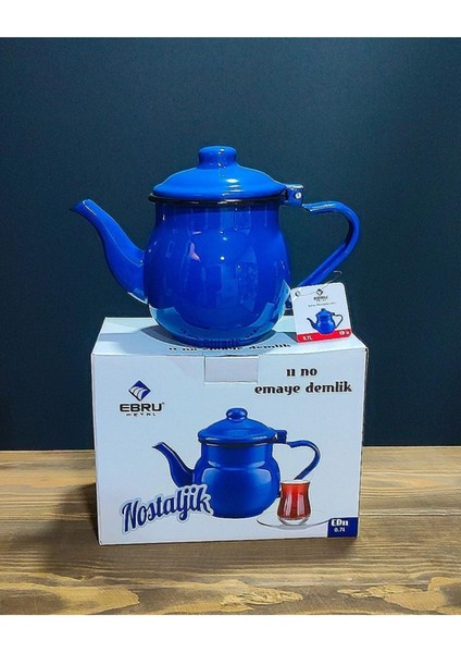 Ebru desenli, 0.7 L emaye demlik, şık ve nostaljik tasarım, 700 ml, TR menşei