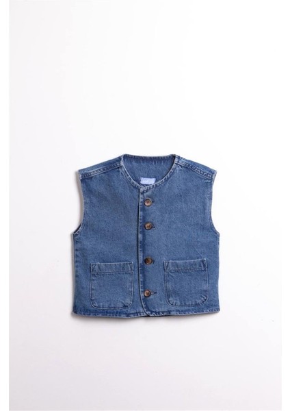 Unisex Model Laci'el Paris Kot Yelek Mavi