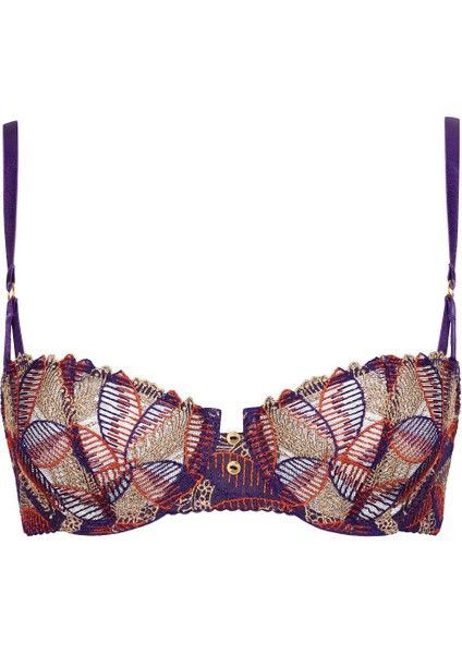 Life Celebration Yarım Kaplı Sütyen, Balenli, Lurex Detaylı, Renkli Işlemeli