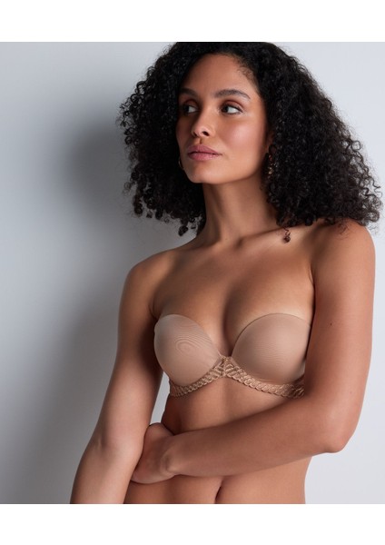 Sheer Emotion Bandeau Sütyen, Balenli, Çıkarılabilir Askılı ve Grafik Işlemeli Model