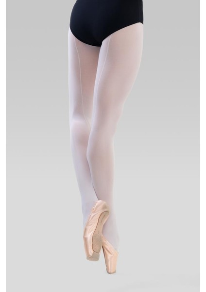 Dancewear Arkası Çizgili Beyaz Bale Çorabı