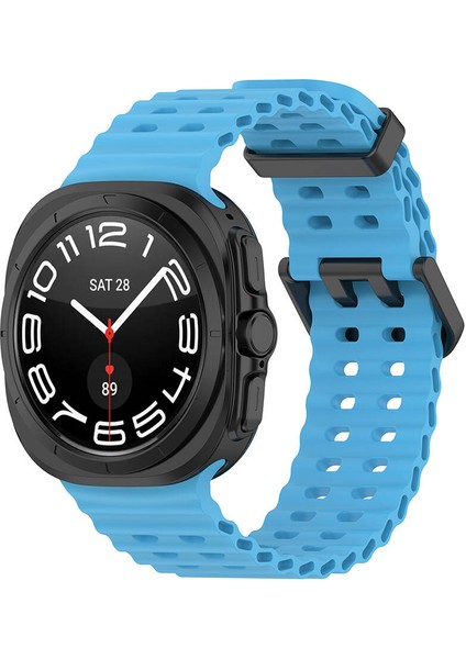 Samsung Galaxy Watch Ultra 47MM KRD-118 Tırtıklı Tasarım Silikon Kordon-Mavi