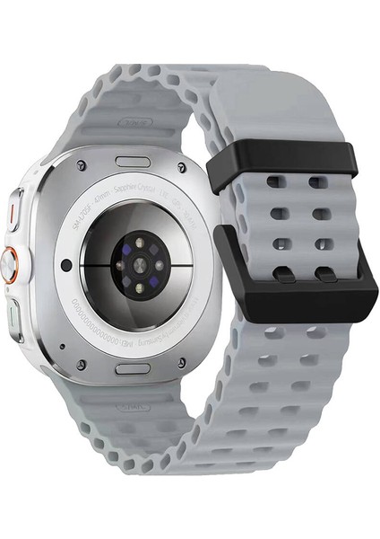 Samsung Galaxy Watch Ultra 47MM KRD-118 Tırtıklı Tasarım Silikon Kordon-Beyaz