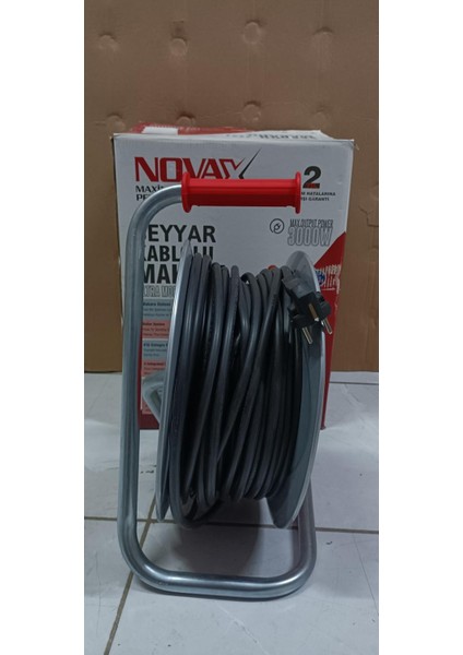 Metal Makaralı Seyyar 4 Prizli Uzatma Kablosu 3x2.5 mm Ttr Kablo 20 Metre Termal Sigorta