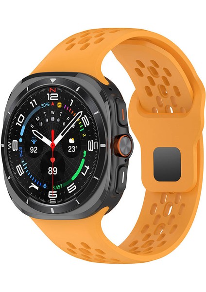 Samsung Galaxy Watch Ultra 47MM KRD-119 Delikli Tasarım Silikon Kordon-Sarı