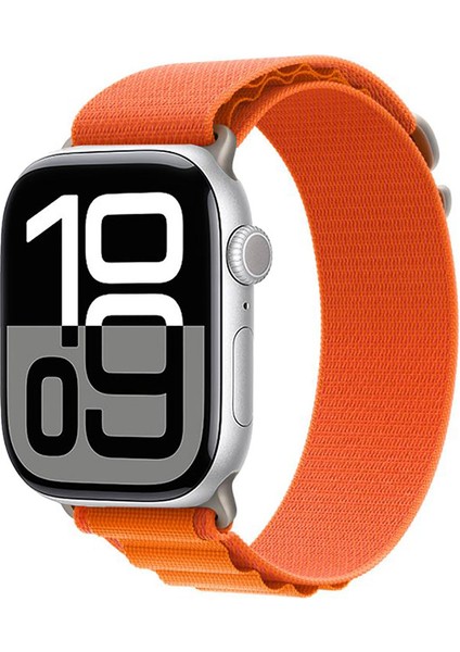 Watch 10 42MM Uyumlu Krd-74 Hasır Kordon-Turuncu