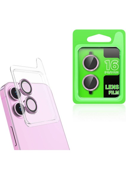 Apple iPhone 16 Tuva Cl-07 Kamera Lens Koruyucu-Pembe
