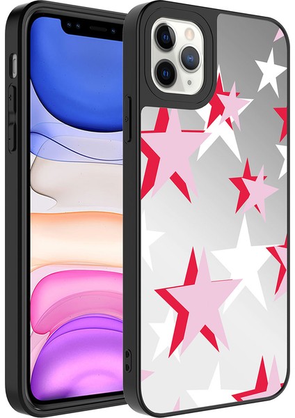 Apple iPhone 11 Pro Max Kılıf Aynalı Desenli Kamera Korumalı Parlak Tuva Mirror Kapak-Yıldız