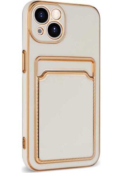 Apple iPhone 13 Kılıf Tuva Bark Kartlıklı Kapak-Rose Gold