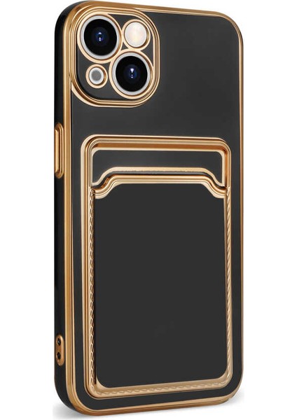 Apple iPhone 13 Kılıf Tuva Bark Kartlıklı Kapak-Rose Gold