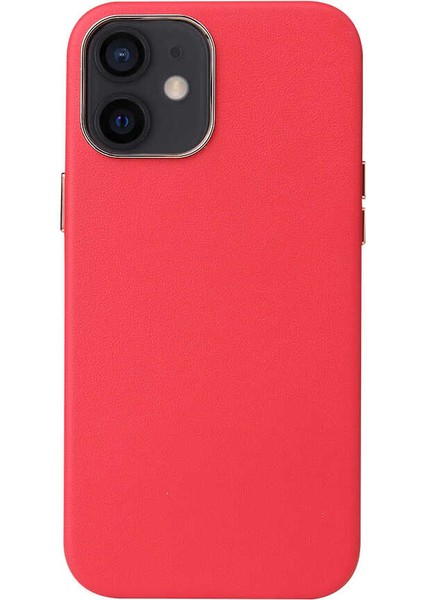 Apple iPhone 12 Mini Kılıf Tuva Leathersafe Wireless Kapak-Kırmızı