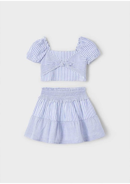 Yazlık Kız Çocuk Çizgili Bluz Etek Takım - Mavi fiyatları