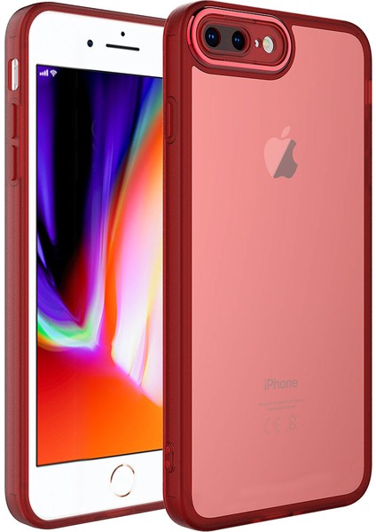 Apple iPhone 8 Plus Kılıf Kamera Korumalı Transparan Tuva Post Kapak-Kırmızı