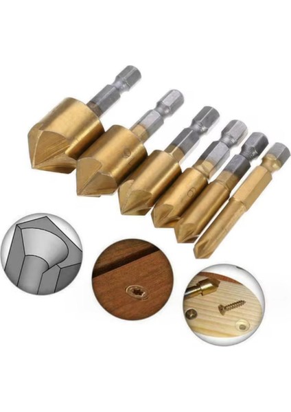 6 Parça Havşa Matkap Ucu Seti 6MM-19MM 90 Derece