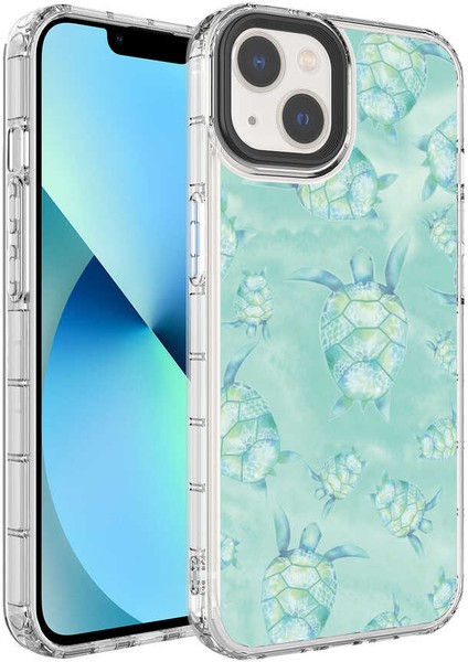 Apple iPhone 13 Uyumlu Kamera Korumalı Renkli Desenli Sert Silikon Tuva Korn KAPAK-NO13