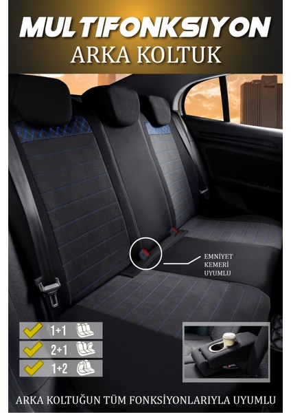 Fiat Doblo (2013-2022) Uyumlu Tam Set Oto Koltuk Kılıfı Mars Serisi .5 modelleri