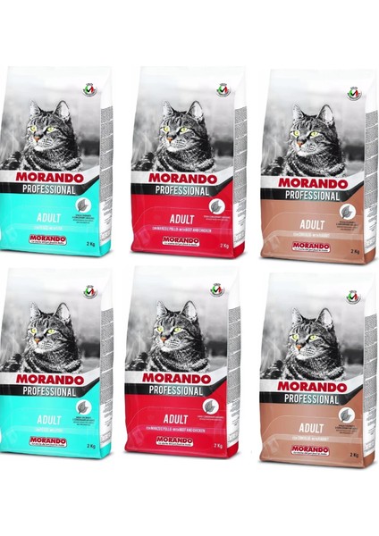 Yetişkin Kedi Maması-Biftekli&tavuklu-Tavşanlı-Balıklı 6 Adet 2 kg