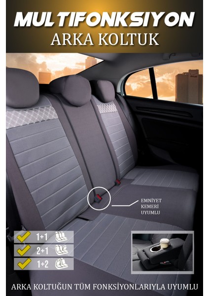 Renault Megane 3 (2011-2015) Uyumlu Tam Set Oto Koltuk Kılıfı Mars Serisi .1 modelleri