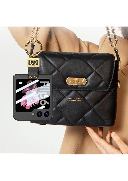 Samsung Galaxy Z Flip 6 Kılıf Tuva Z Harfli Yüzüklü Kıpta Kapak-Yeşil modelleri