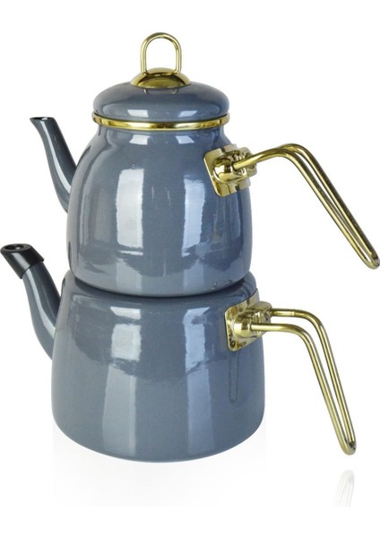 Elite Class Gri Çaydanlık 201297 Emaye Çaydanlık Şık Kulp Tasarımı