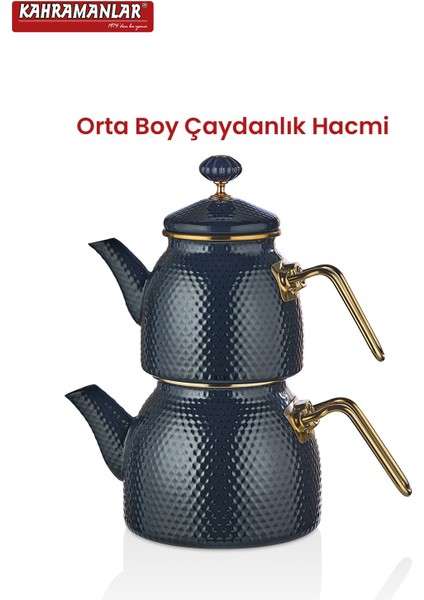 Emaye Antrasit Çaydanlık Takımı, şık ve dayanıklı ev aksesuarı, 2,1 L hacim