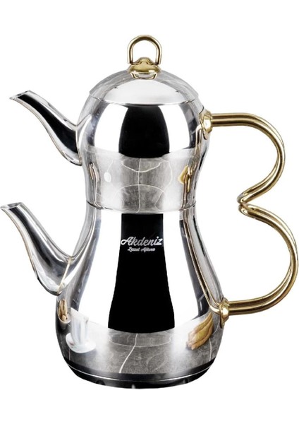 Kendinden Süzgeçli Metal Çaydanlık, Aile Boyu, Sarı, Dayanıklı ve Şık Tasarım