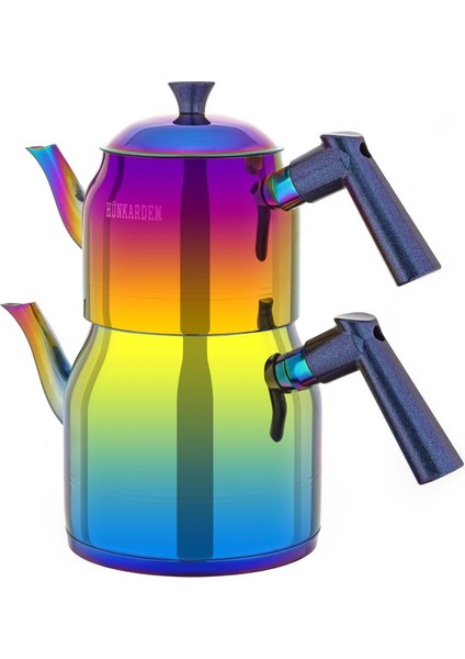 Renkli Gökkuşağı Çaydanlık, 1 L, Çelik, Şık ve Dayanıklı Tasarım