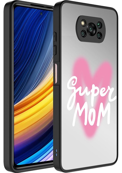 Xiaomi Poco X3 Kılıf Aynalı Desenli Kamera Korumalı Parlak Uzrm Mirror Kapak-Süper Anne
