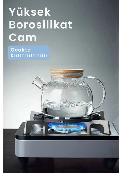 Cambu LilamorBambu Zarafeti, Isıya Dayanıklı 1100 ml Süzgeçli Cam Demlik Bitki Çayları ,borosilika modelleri