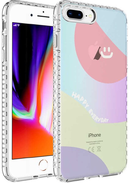 Apple iPhone 8 Plus Uyumlu Airbag Kenarlı Renkli Desenli Silikon Tuva Elegans Kapak-No7