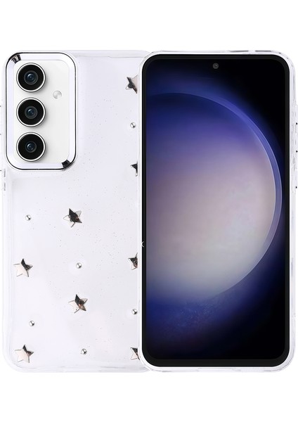 Galaxy S23 Fe Kılıf Airbag Tasarımlı Simli Şeffaf Uzrm Kutup Kapak - Yıldız