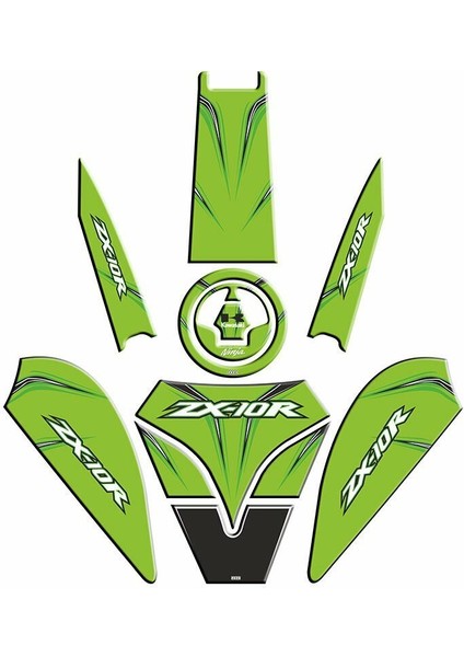 Kawasaki ZX10R Uyumlu Yeşil Tank Pad Set